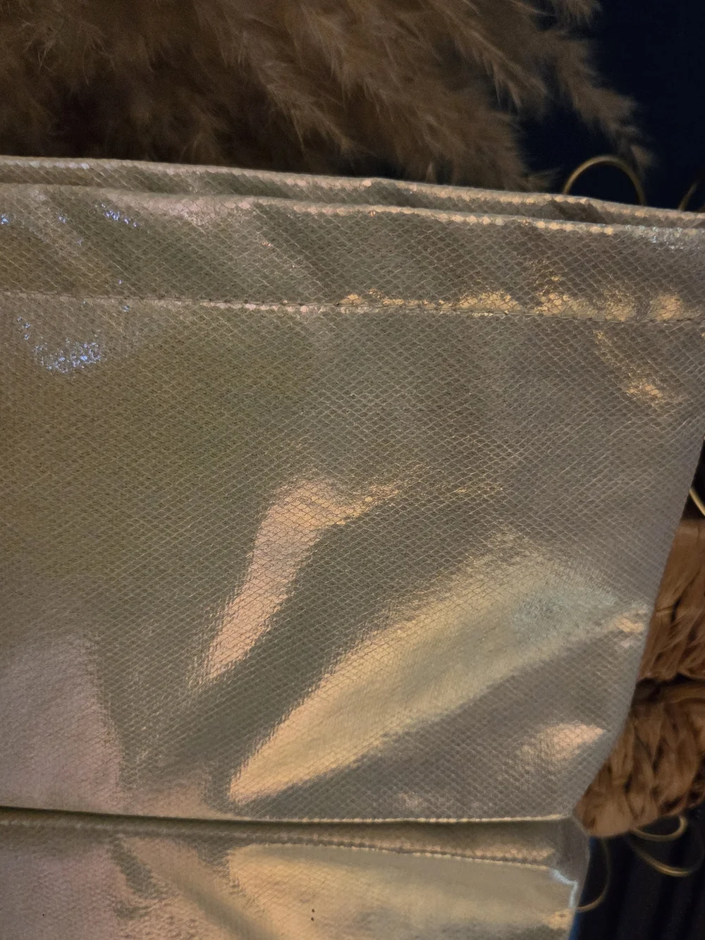 Equilibria Metallic Champagne Gold Iridescent Textured Zip Clutch Pouch